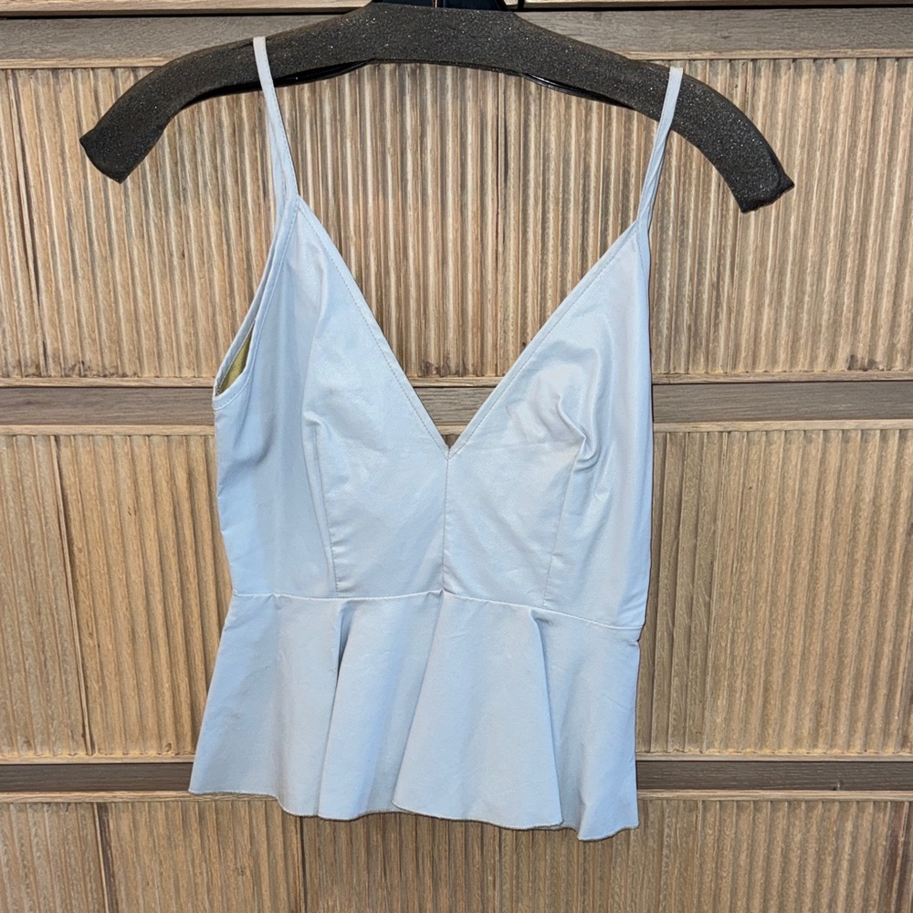 Leather Light Blue Peplum Camisole